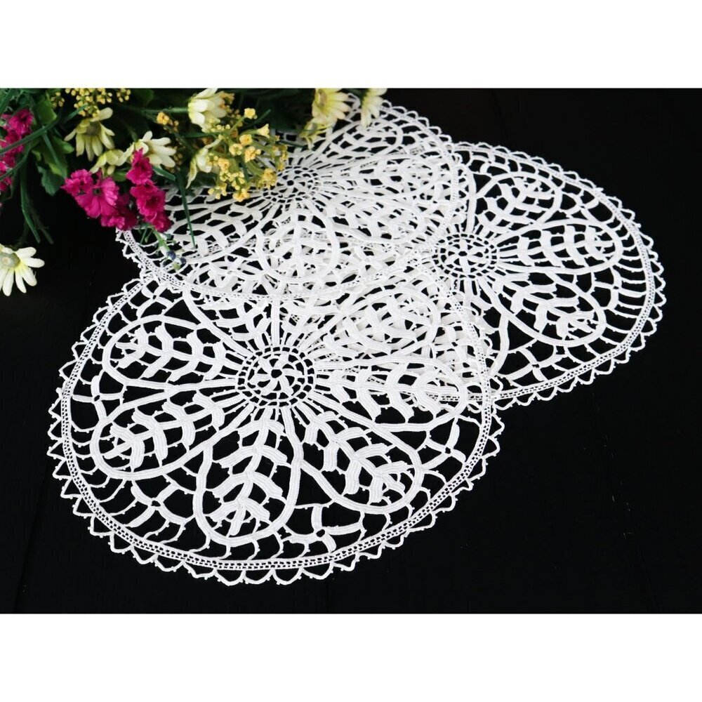 3 Doilies Doily Crocheted Doily White Handmade Vintage Doilies Cottage Core  C1